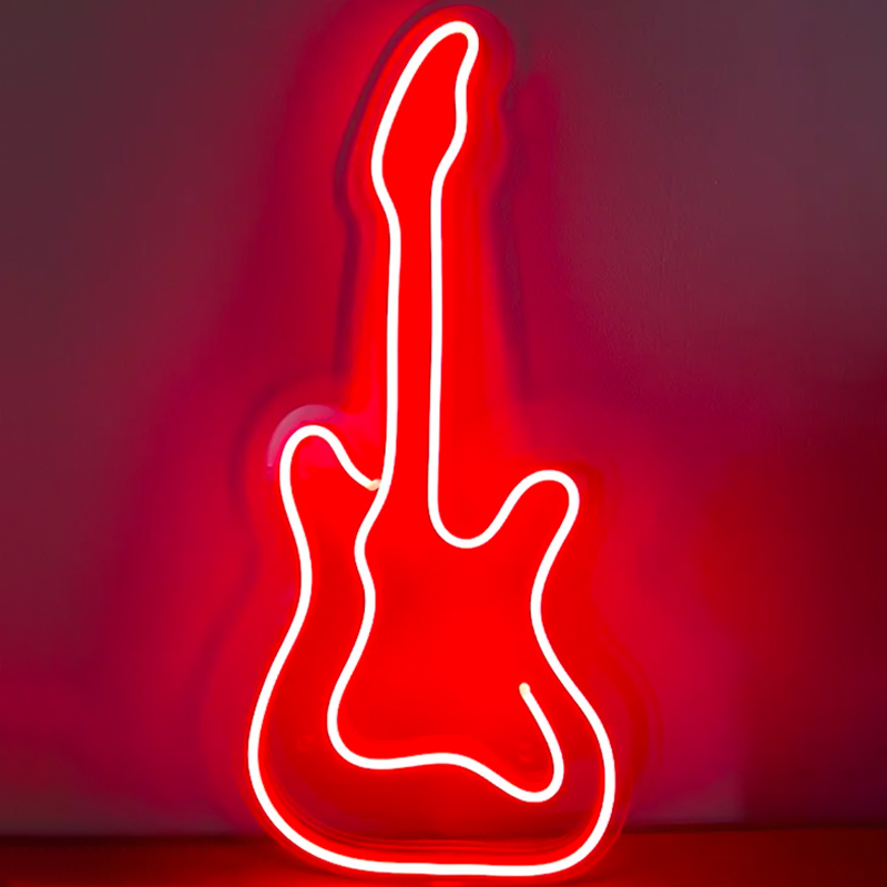 Неоновая настенная лампа Guitar Neon Wall Lamp Красный Прозрачный Неоновая настенная лампа Guitar Neon Wall Lamp Красный Прозрачный в Саратове | Loft Concept