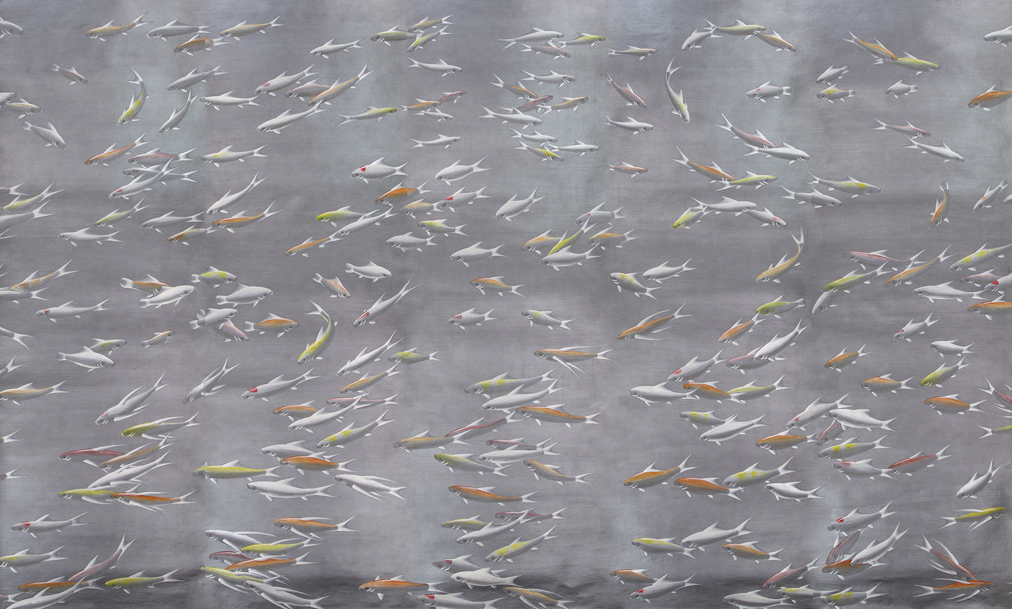 Обои ручная роспись Fishes Koi on Flash metallic Xuan paper Обои ручная роспись Fishes Koi on Flash metallic Xuan paper - постер Loft-Concept в Саратове