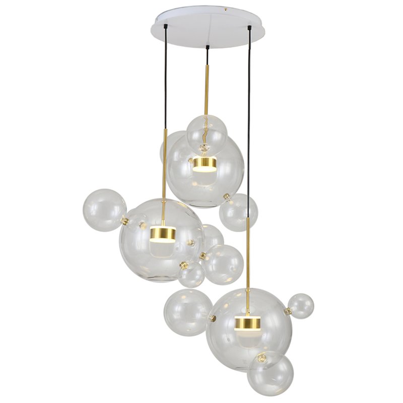 Люстра Bolle Circular Chandelier 14 BUBBLE Giopato & Coombes Прозрачный (Transparent) Латунь в Саратове | Loft Concept 