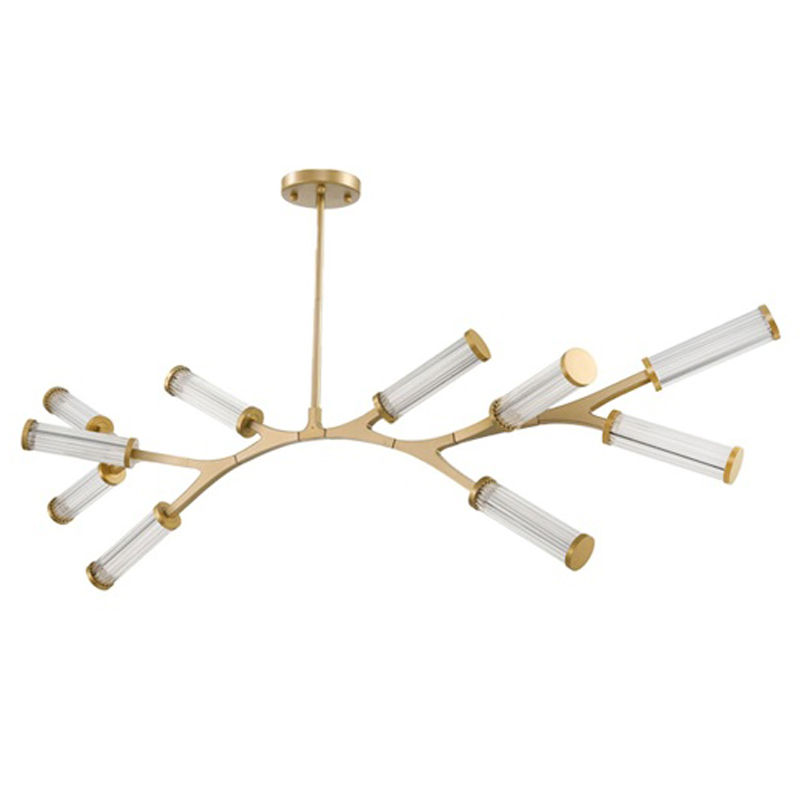 Люстра Cylinder Branches Chandelier Gold 10 Золотой Прозрачный в Саратове | Loft Concept 