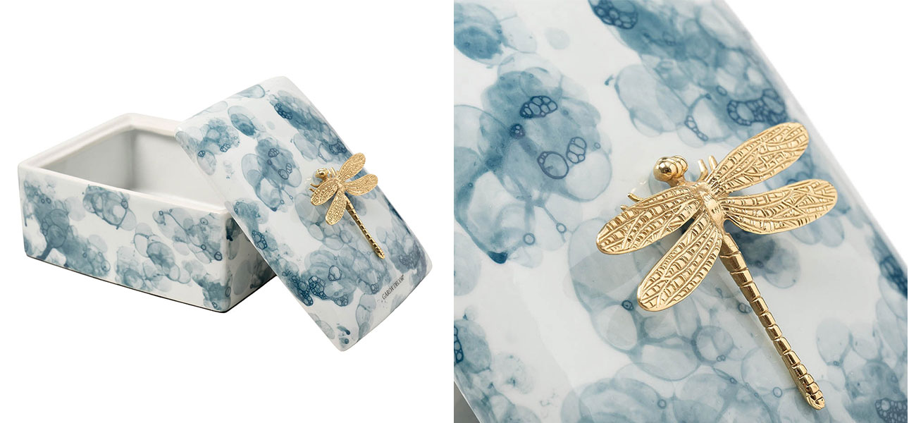 Шкатулка голубая Garda Golden dragonfly big - фото