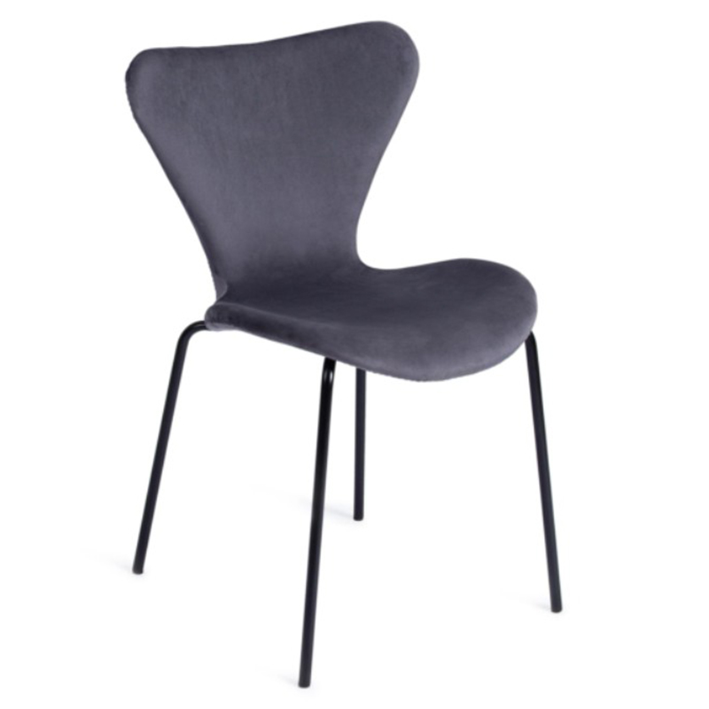Стул Julissa Grey-Blue Chair флок Серо-голубой Черный Стул Julissa Grey-Blue Chair флок Серо-голубой Черный в Саратове | Loft Concept