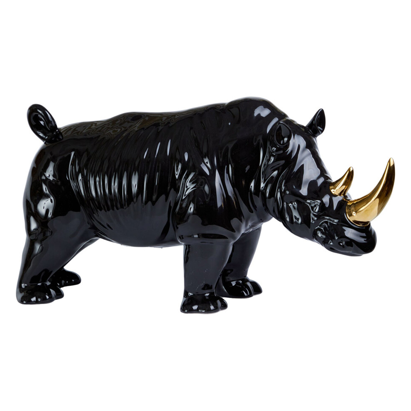 Статуэтка черный носорог с золотыми рогами Golden Horned Black Rhino Черный Золотой Статуэтка черный носорог с золотыми рогами Golden Horned Black Rhino Черный Золотой в Саратове | Loft Concept
