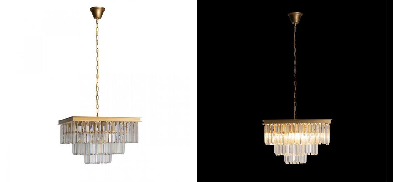 Квадратная Люстра Odeon GOLD iron Three Layers Прозрачное Стекло 50х50 - фото №1