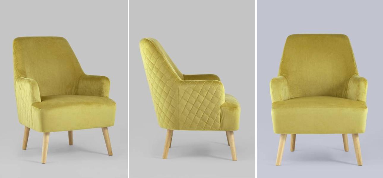 Кресло Imogen желтый велюр - фото
