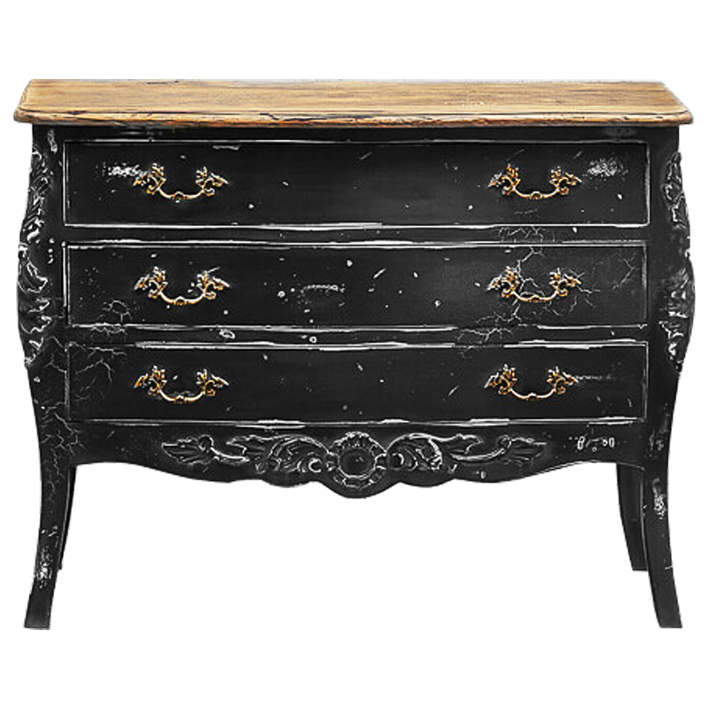 Комод в стиле прованс Carved Black Vintage Commode Черный Коричневый Винтажный черный в Саратове | Loft Concept 