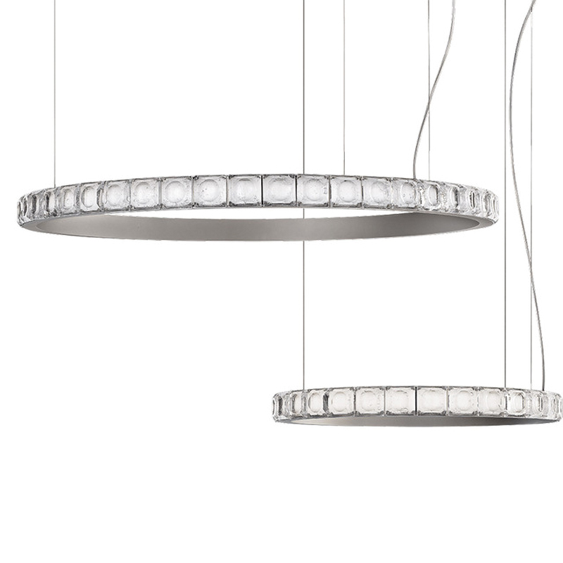 Люстра Ring horizontal silver chandelier Прозрачный Серебряный в Саратове | Loft Concept 