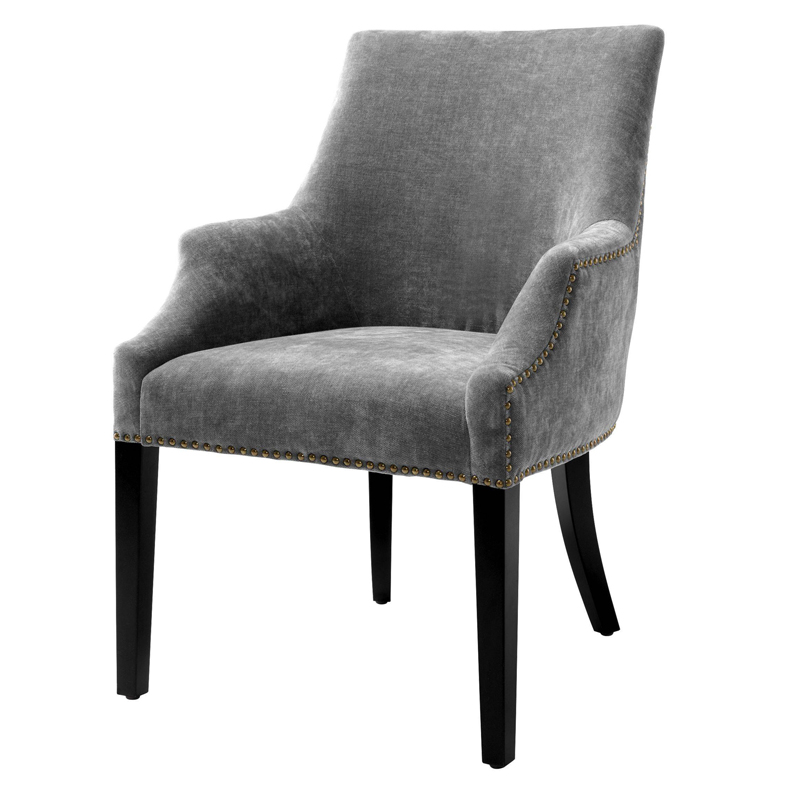 Стул Eichholtz Dining Chair Legacy grey Серый Черный Латунь Античная полированная в Саратове | Loft Concept 