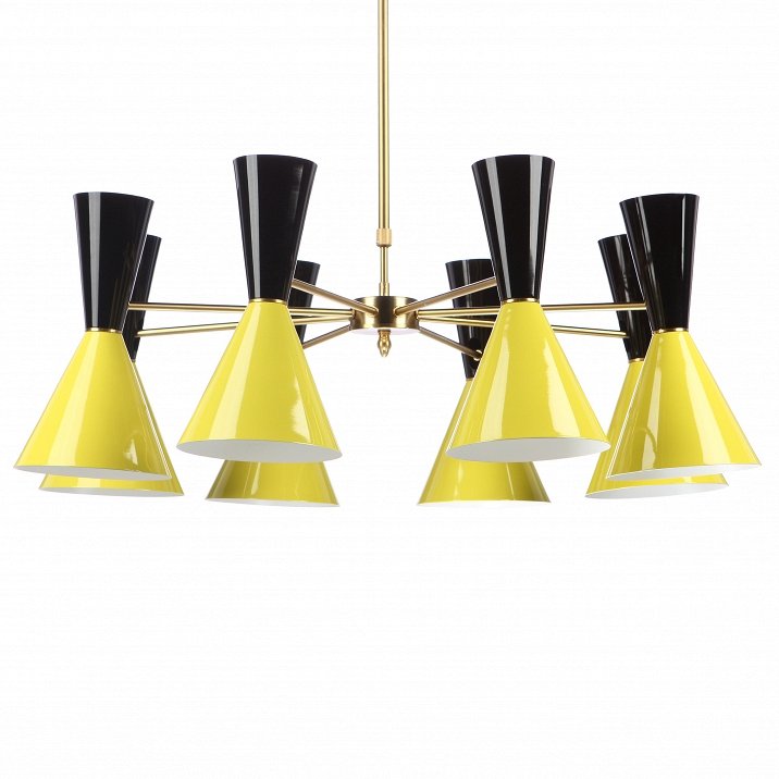 Люстра CAIRO Chandelier 8 Armblack black and yellow Черный Желтый Латунь в Саратове | Loft Concept 