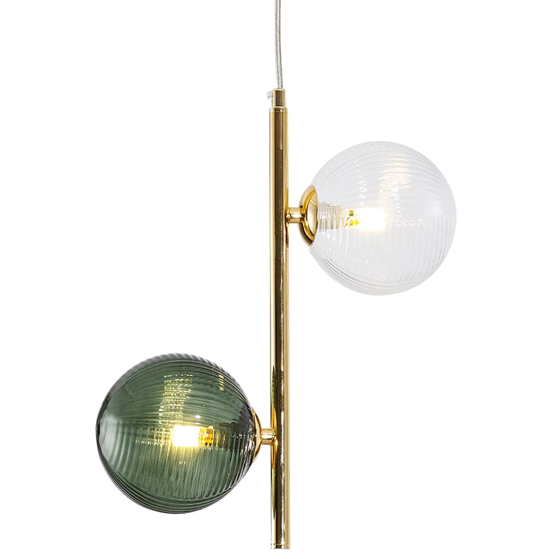 Подвесной светильник Bolle Multi Color hanging 2 lamp Зеленый Прозрачный Золотой Подвесной светильник Bolle Multi Color hanging 2 lamp Зеленый Прозрачный Золотой в Саратове | Loft Concept