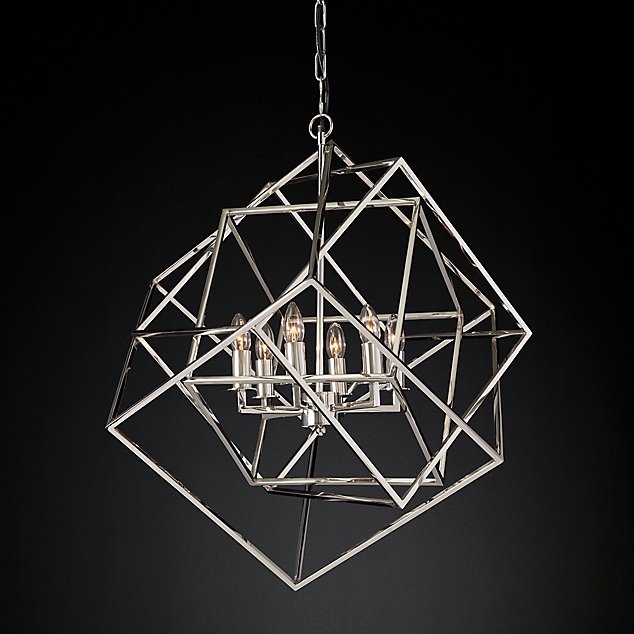 Люстра Restoration Hardware Caged Cubist Pendant Серебряный в Саратове | Loft Concept 