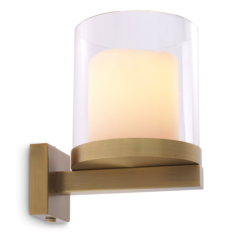 Бра Eichholtz Wall Lamp Donovan Brass Белый Латунь Прозрачное Стекло в Саратове | Loft Concept 