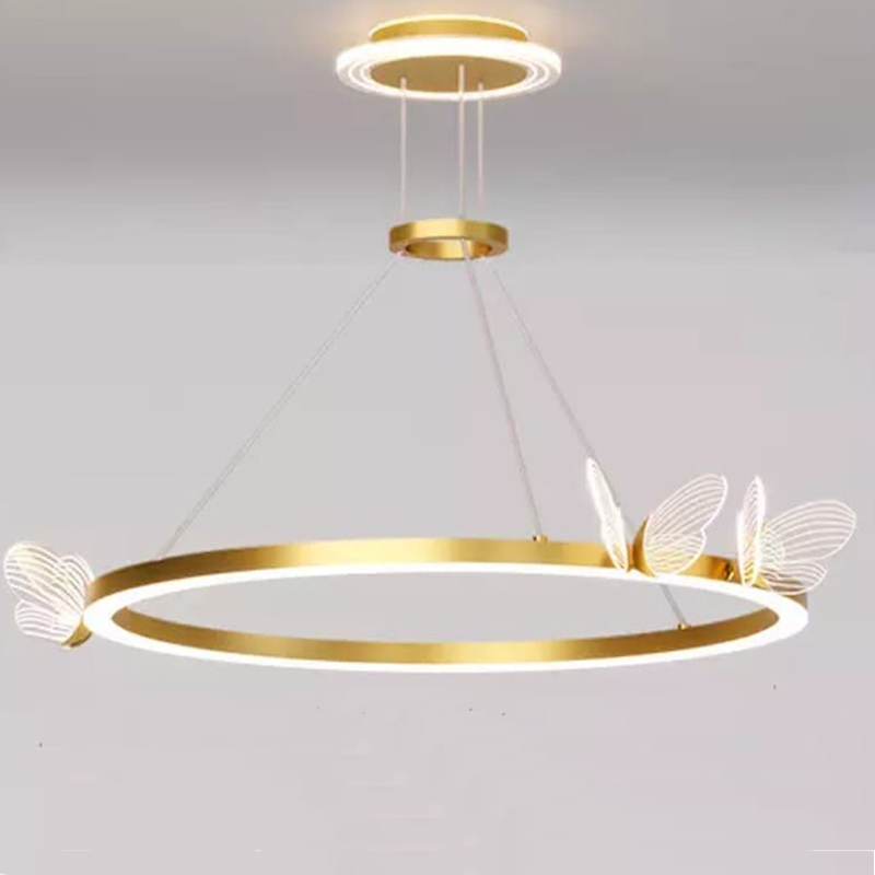 Подвесной светильник с бабочками Butterfly Ring F Прозрачный Латунь в Саратове | Loft Concept 