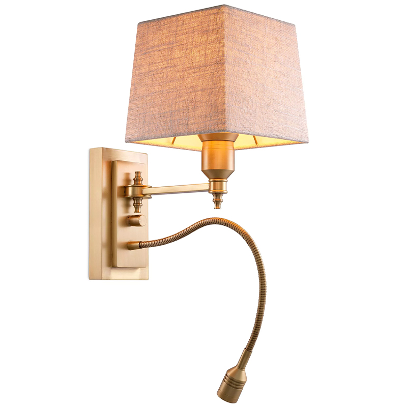 Бра Eichholtz Wall Lamp Ellington Brass Бежево-серый Латунь в Саратове | Loft Concept 