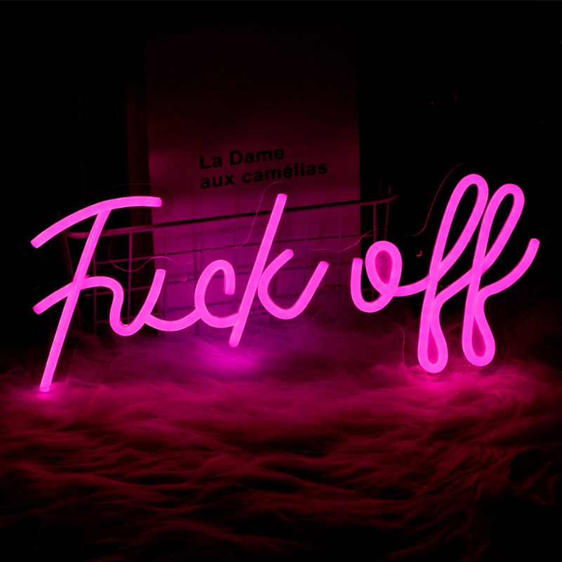 Неоновая настенная лампа Fuck Off Neon Wall Lamp Розовый Розовый Прозрачный в Саратове | Loft Concept 