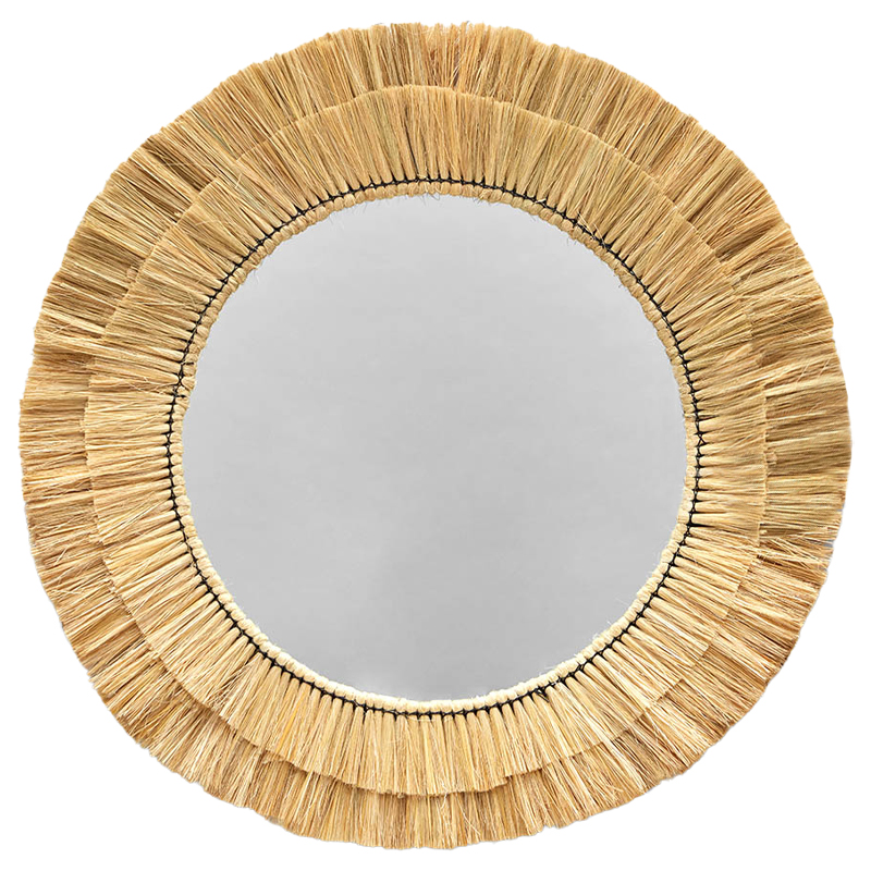 Круглое зеркало с плетеной рамой Jyoti Wicker Mirror Древесина Зеркало в Саратове | Loft Concept 