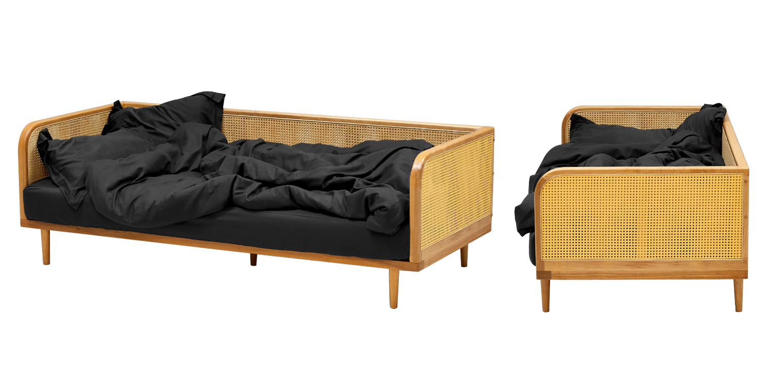 Диван с отделкой из ротанга Nava Rattan Decor Sofa Light - фото №3