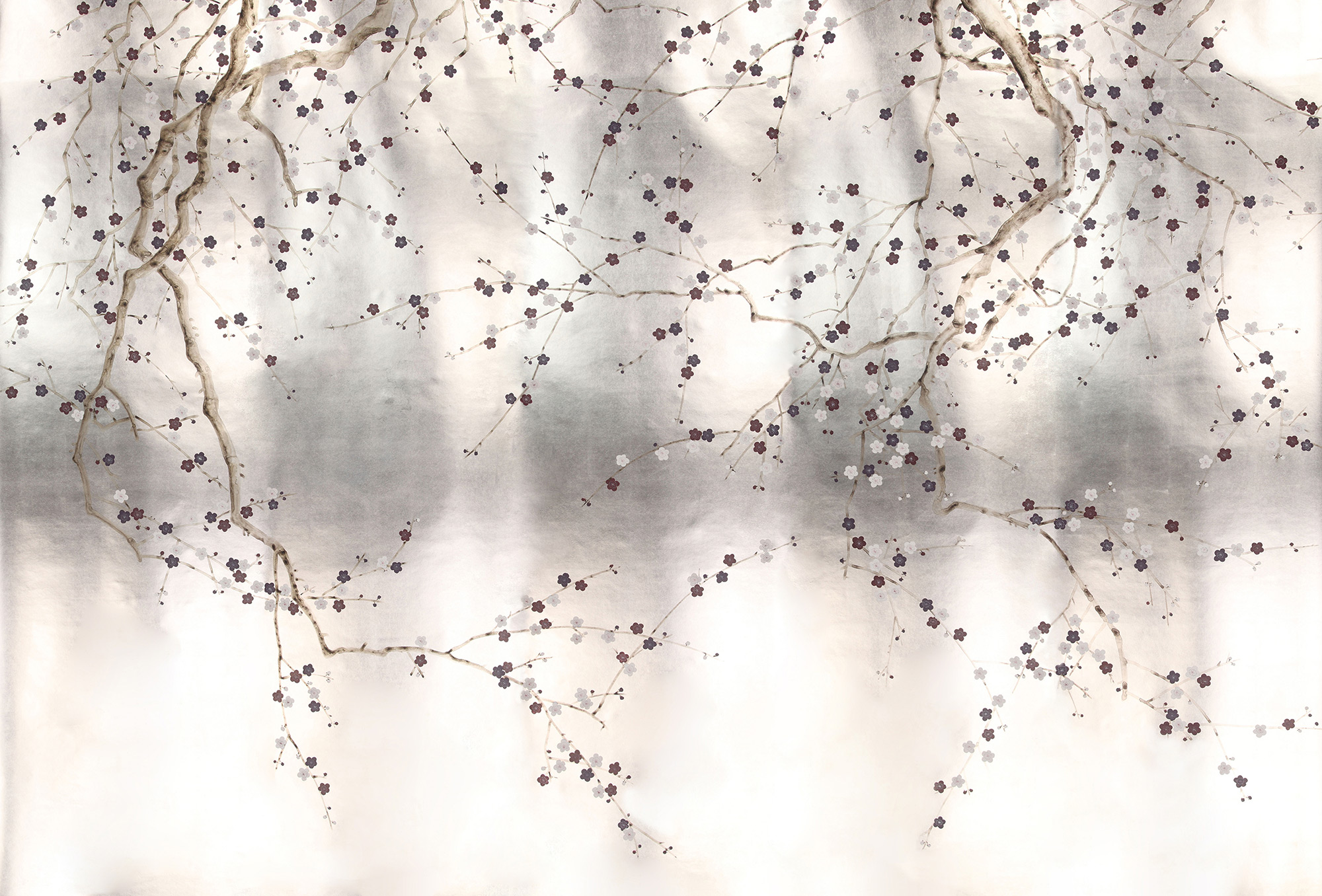 Обои ручная роспись Plum Blossom Lavender on Tarnished Silver gilded paper Обои ручная роспись Plum Blossom Lavender on Tarnished Silver gilded paper - постер Loft-Concept в Саратове