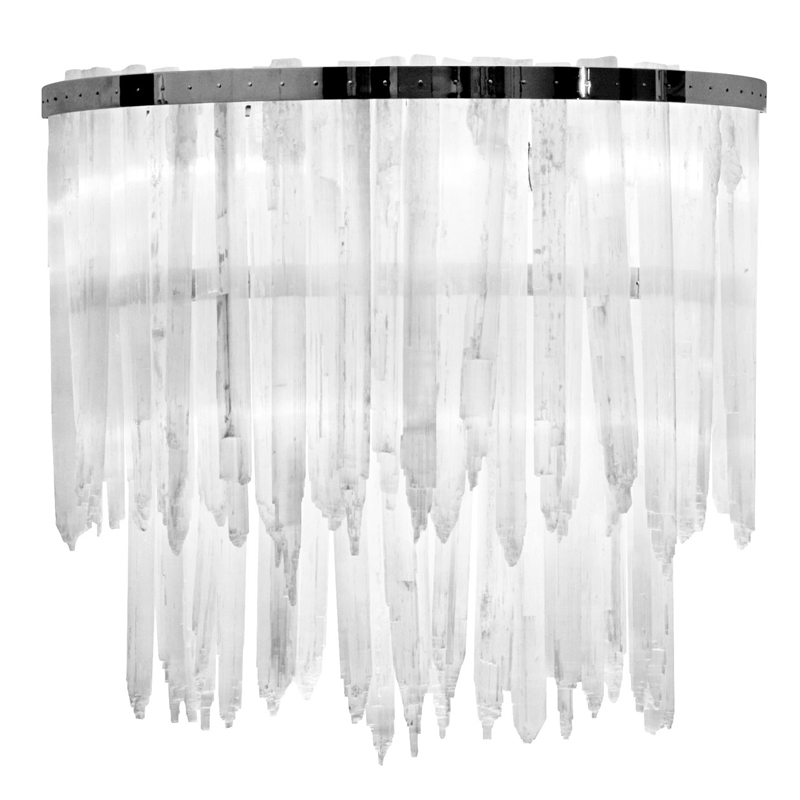 Бра LAMP APPLIQUE SELENITE Никель Прозрачный белый в Саратове | Loft Concept 