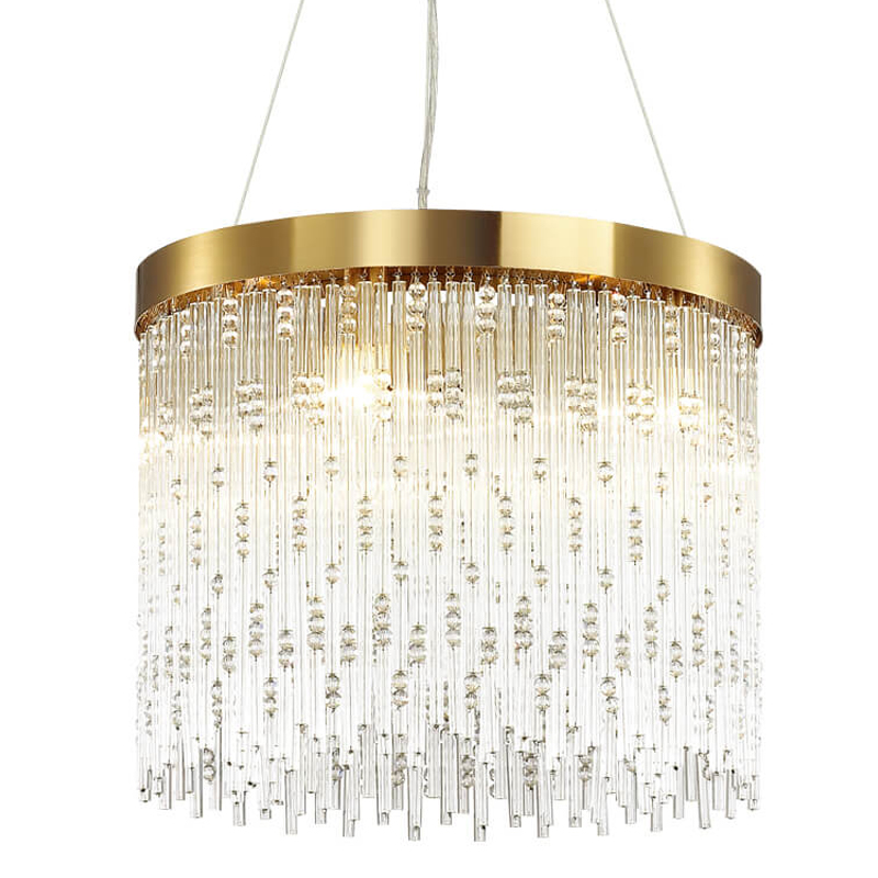 Люстра Hailstorm Rain Kerri Chandelier gold 45 Прозрачный (Transparent) Золотой в Саратове | Loft Concept 