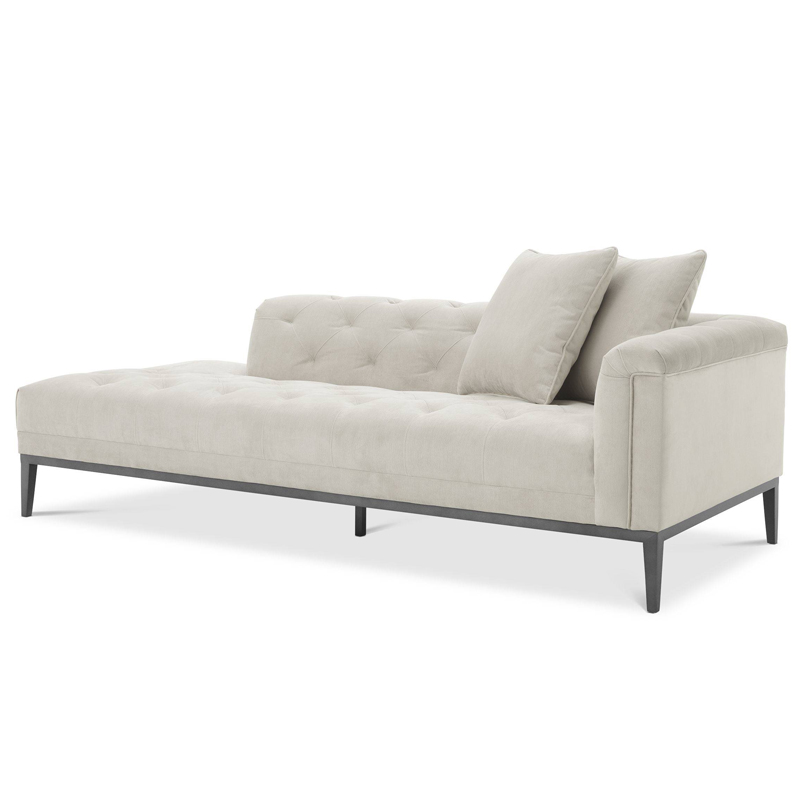 Кушетка Eichholtz Lounge Sofa Cesare Right Pebble grey Бежево-серый Темная бронза в Саратове | Loft Concept 
