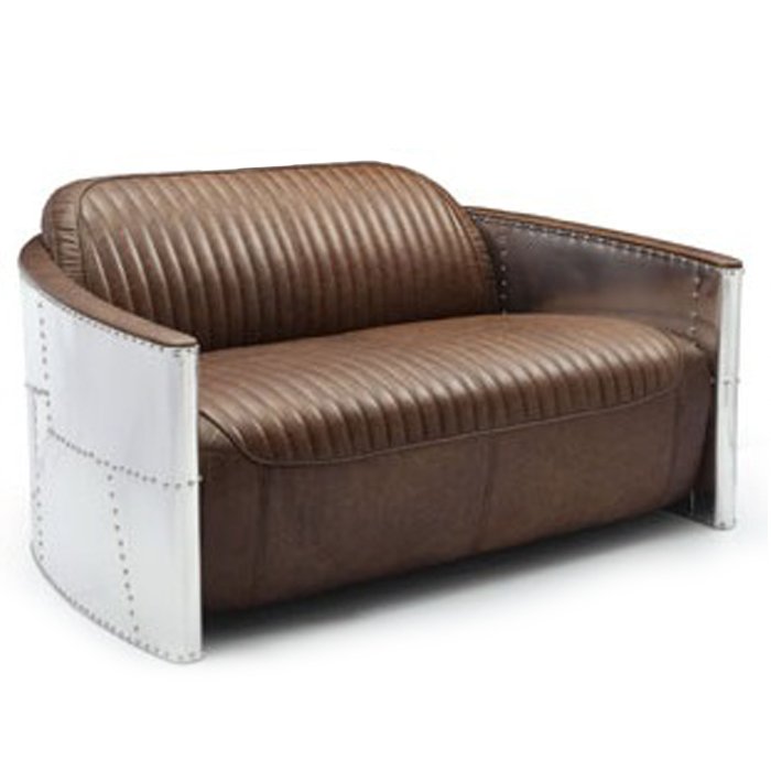 Диван Aviator Sofa 2 seat Белый Черный Коричневый в Саратове | Loft Concept 