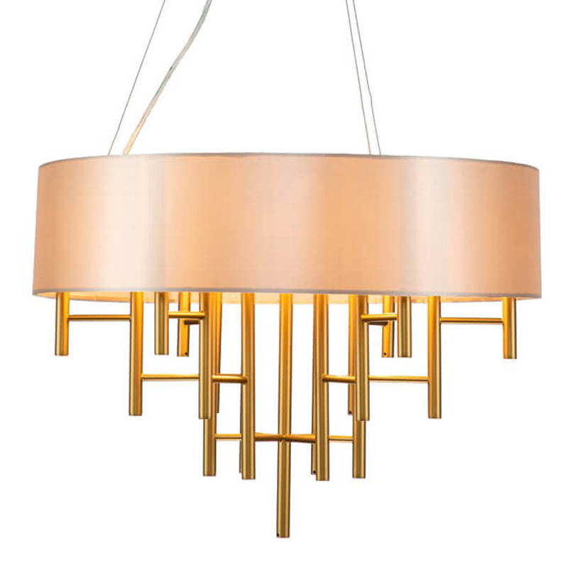 Люстра Oswell Lampshade Chandelier Латунь Бежевый в Саратове | Loft Concept 