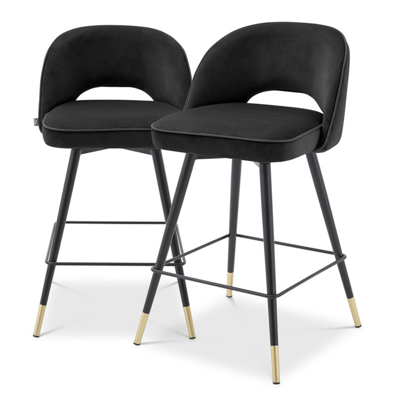 Комплект полубарных стульев Eichholtz Counter Stool Cliff set of 2 black Черный Латунь в Саратове | Loft Concept 