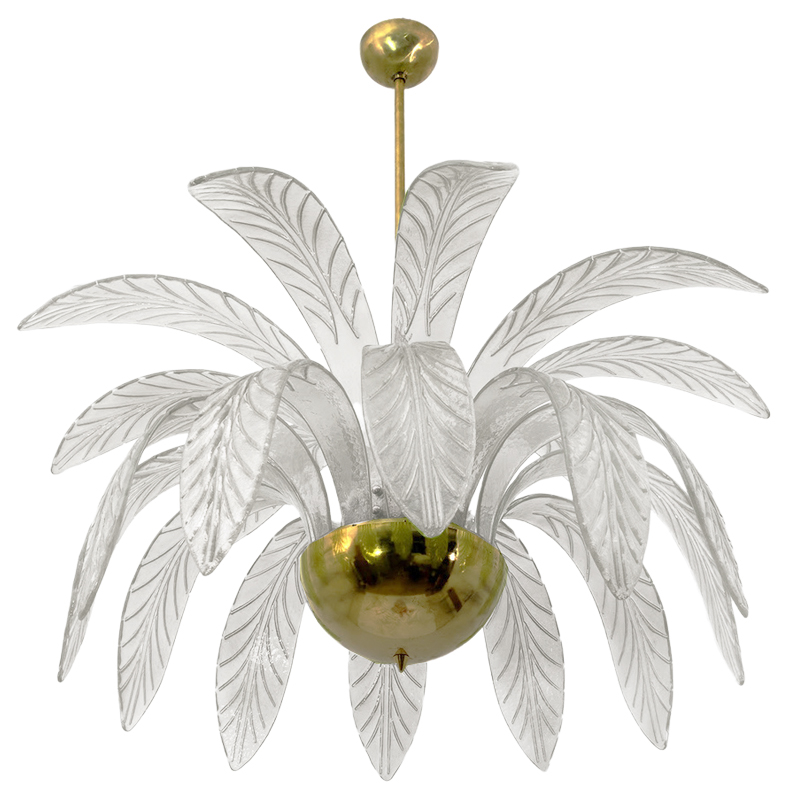 Люстра Modern Chandelier Palm White Стеклянные Листья Пальмы  Золотой Белое матовое стекло в Саратове | Loft Concept 