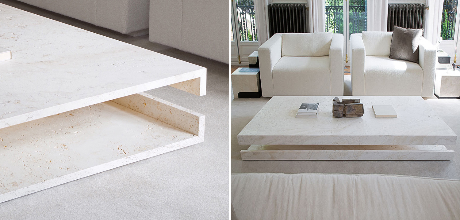 Кофейный стол Allen Travertine Coffee Table - фото №1