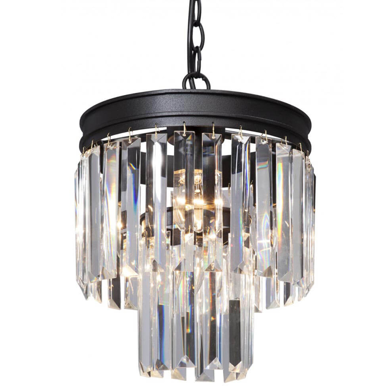 Светильник ODEON CLEAR GLASS Pendant lamp прозрачное Стекло D 27 Черный матовый в Саратове | Loft Concept 