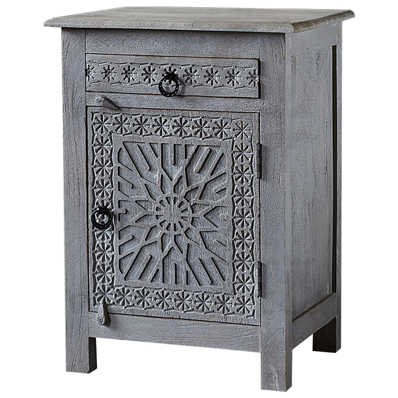 Тумба Indian Antique Furniture Akshi Nightstand Серый Коричневый в Саратове | Loft Concept 