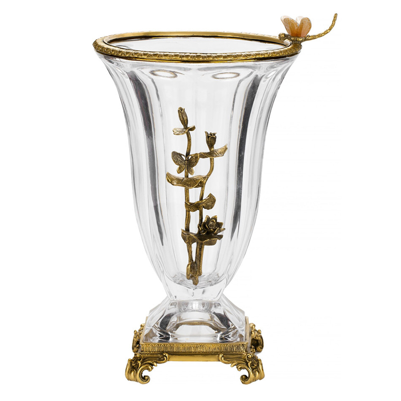 Ваза из прозрачного стекла с бронзовой вставкой в виде цветущей ветви Eden Garden porcelain and bronze Прозрачное Стекло Бронза Ваза из прозрачного стекла с бронзовой вставкой в виде цветущей ветви Eden Garden porcelain and bronze Прозрачное Стекло Бронза в Саратове | Loft Concept