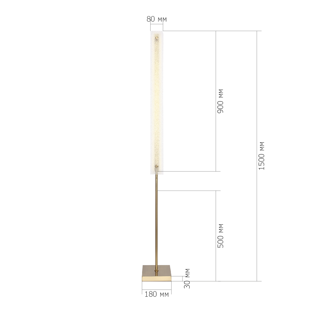 Торшер с прямоугольным плафоном с эффектом морозного стекла Freezing в Саратове