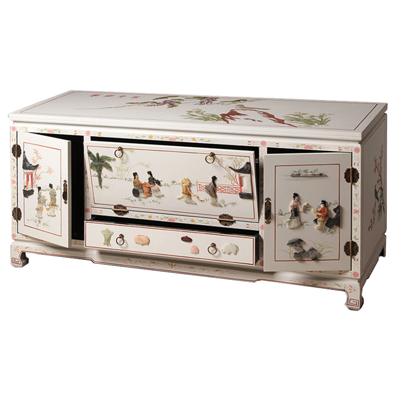 Белый Комод в Китайском стиле с каменным Барельефом Walk in the Garden Chinese Chest of Drawers Белый Мульти Белый Комод в Китайском стиле с каменным Барельефом Walk in the Garden Chinese Chest of Drawers Белый Мульти в Саратове | Loft Concept