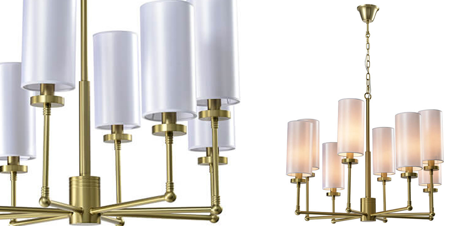 Люстра Fabric Lampshade Brass 8 Люстра Fabric Lampshade Brass 8 - Loft-Concept в Саратове