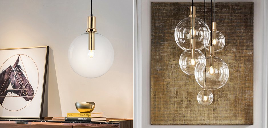 Подвесной светильник Glass Globe Gold Подвесной светильник Glass Globe Gold - Loft-Concept в Саратове