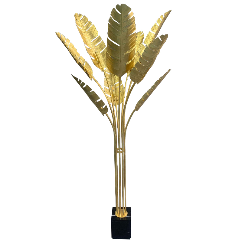 Торшер Gold Palm Leaves Floor Lamp Золотой Черный в Саратове | Loft Concept 