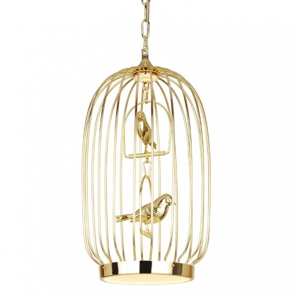 Люстра Birdcage Chandelier Two Gold Глянцевое золото Люстра Birdcage Chandelier Two Gold Глянцевое золото в Саратове | Loft Concept