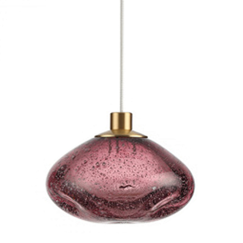 Подвесной светильник с прозрачным стеклянным плафоном округлой формы Effervia  Бронзовый Янтарный Красный Зеленый Серый в Саратове | Loft Concept 