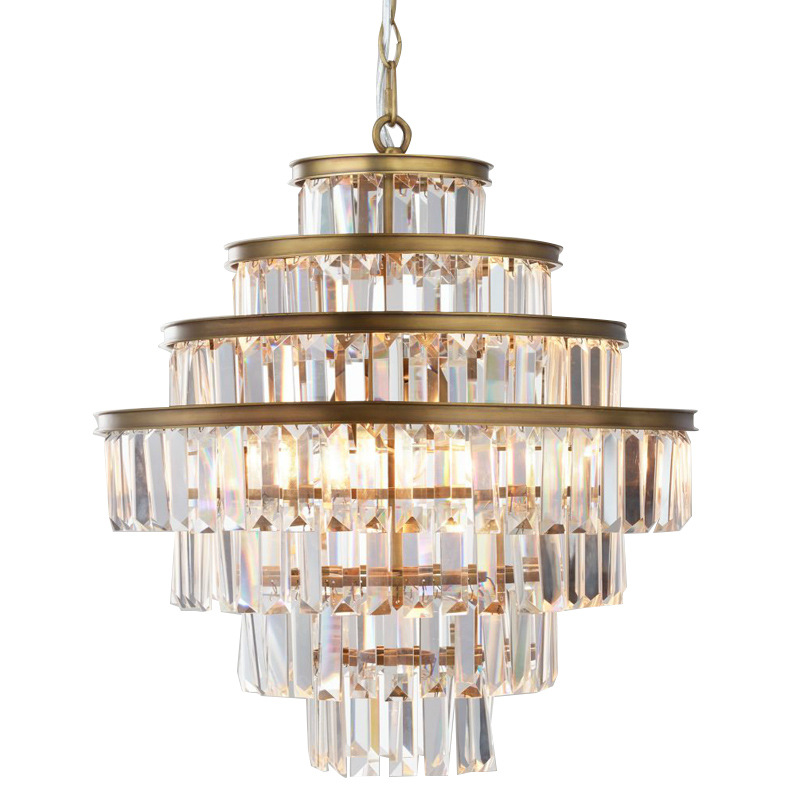 Люстра RH Alaine Crystal Large Pendant Antiqued Brass Золотой Прозрачное Стекло в Саратове | Loft Concept 