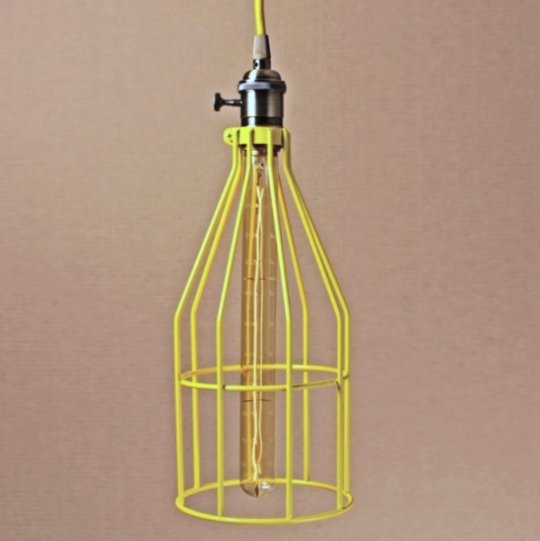 Подвесной светильник Wire Cage Pendant Twix Yellow Желтый в Саратове | Loft Concept 