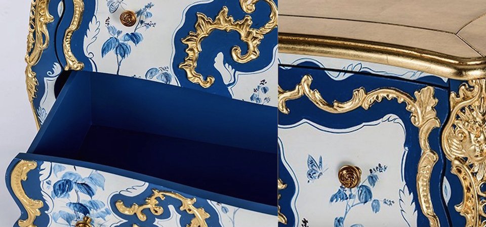 Комод в стиле рококо Rococo Casket Синий Комод в стиле рококо Rococo Casket Синий - Loft-Concept в Саратове