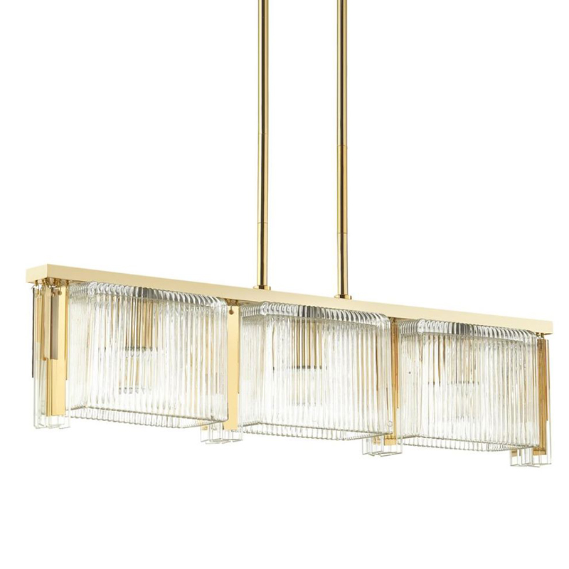 Люстра Madelen Gold Linear Chandelier Глянцевое золото Прозрачный (Transparent) в Саратове | Loft Concept 