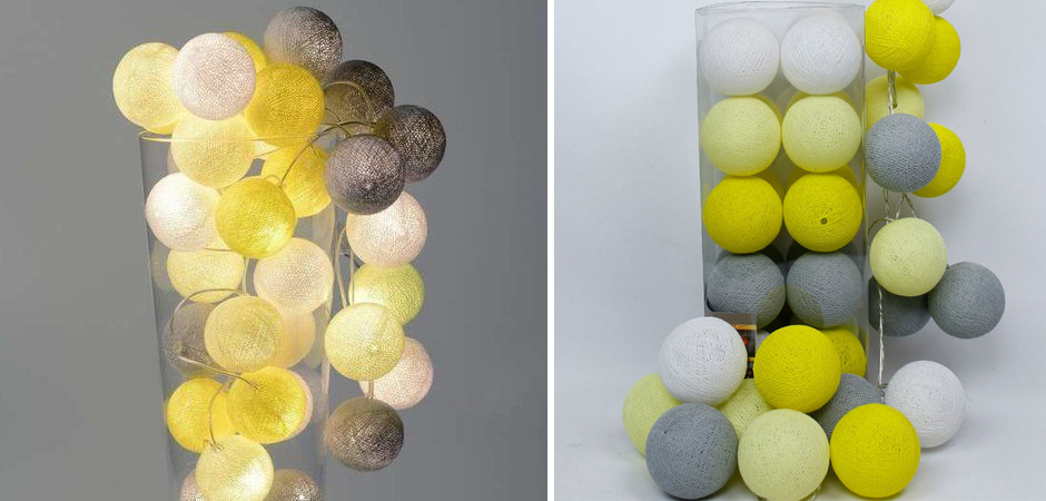 Гирлянда хлопковые фонарики Сotton Ball Yellow - Loft-Concept в Саратове
