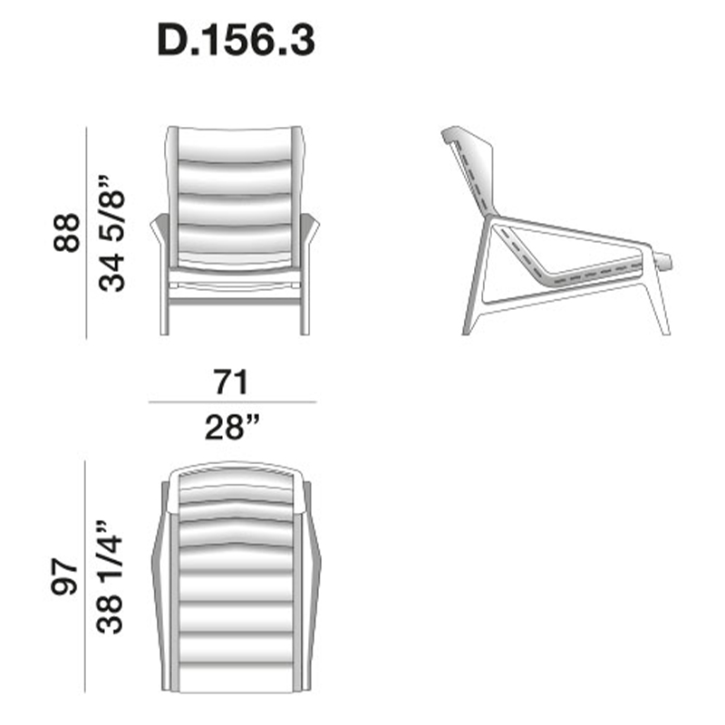 Дизайнерское кресло с подлокотниками из массива дерева Gio Ponti D.156.3 Armchair в Саратове