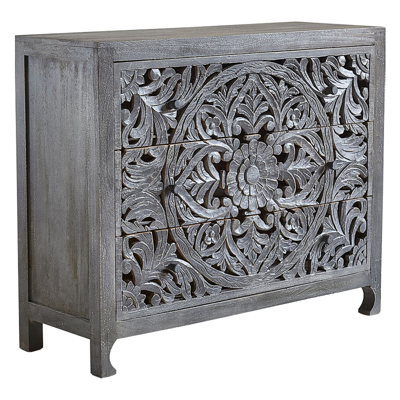 Комод Indian Antique White Furniture Chest of Drawers Kailash серый Серый в Саратове | Loft Concept 