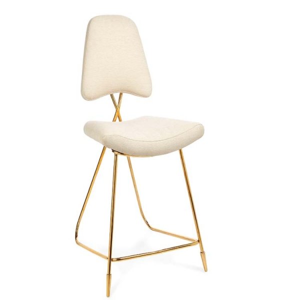 Барный стул Jonathan Adler Maxime Bar stool Бежево-серый Золотой в Саратове | Loft Concept 