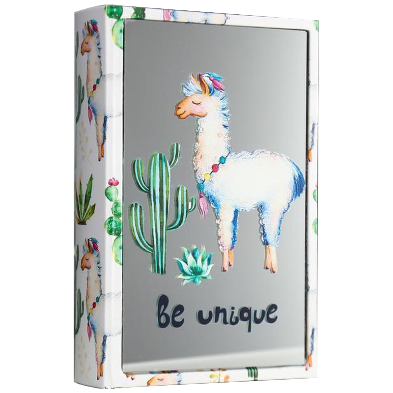 Шкатулка-книга Funny Llama and Cactus Mirror Book Box Мульти Белый в Саратове | Loft Concept 