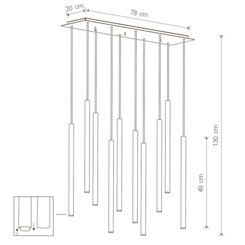 Светильник Trumpet Rectangle Black 10 плафонов в Саратове